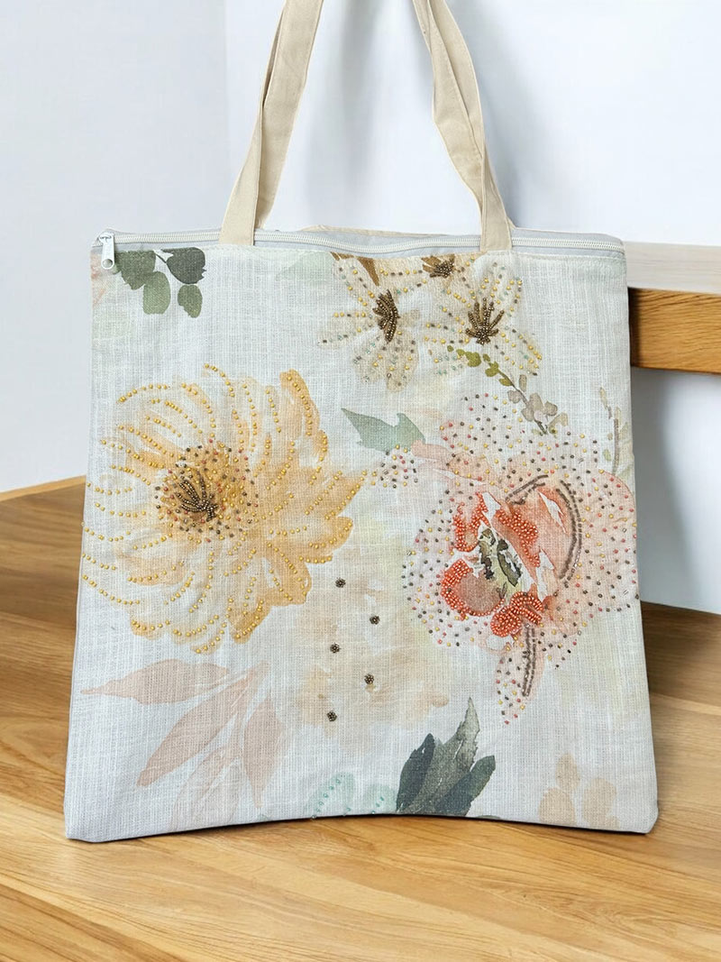 Flower Print Tote Bag