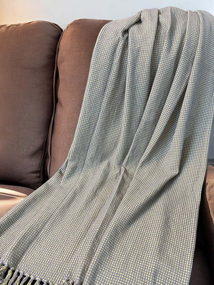 Grey Green Small checks Throw