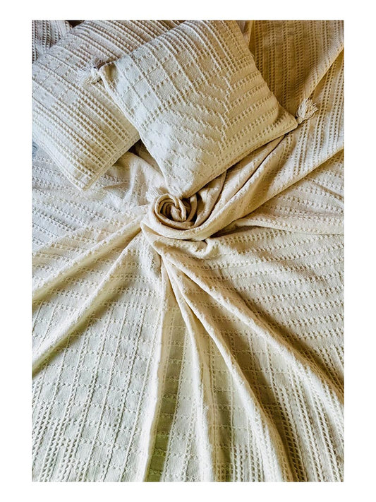 White Bed Throw & Set of 3 Pillow set